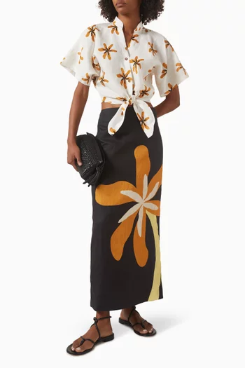 بلوزة ليروي برباط في الأمام كتان