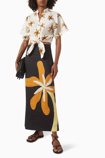 تنورة برونا بطبعة كتان