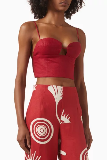 بلوزة إمبيريا قصيرة كتان