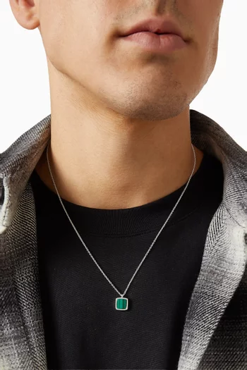 Malachite Pendant Necklace in Sterling Silver