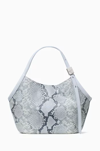 Small Tulip Tote Bag in Snake-embossed Leather