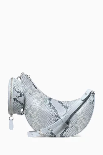 Duo Crossbody Bag in Snake-embossed Leather