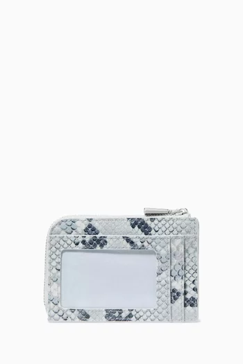 حافظة بطاقات ميني بسحّاب جلد بنقشة جلد الأفعى