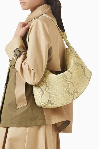 حقيبة كتف كبيرة مزينة بعروة جلد بنقشة جلد الأفعى