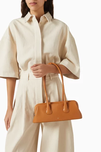 Mini Boat Wide Shoulder Bag in Leather