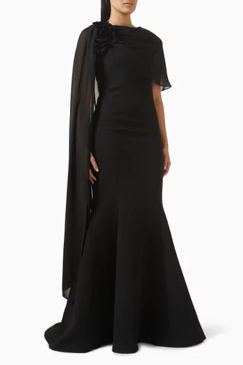 فستان سهرة بكاب وكشكش