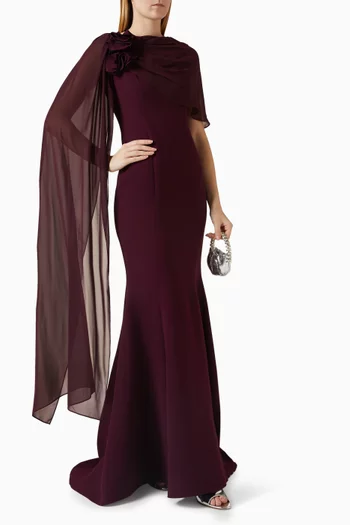 فستان سهرة بكاب وكشكش