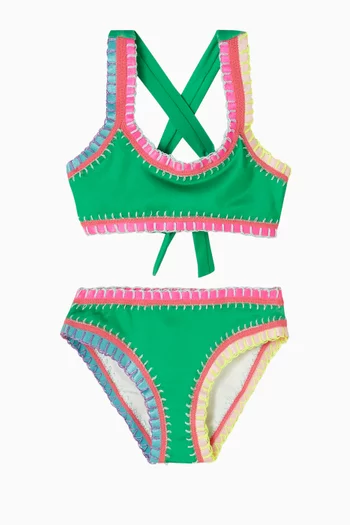 Sporty Rainbow Embroidered Bikini
