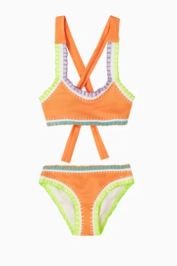 Sporty Rainbow Embroidered Bikini