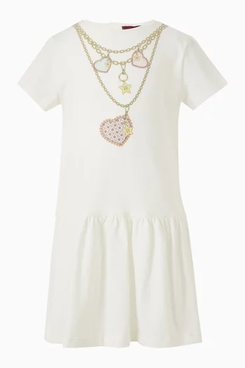 Heart-necklace Printed Dress