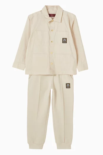 بنطال رياضي برقعة شعار الماركة قطن