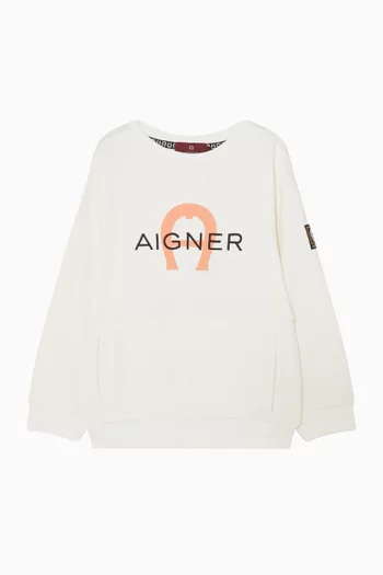Logo-print Long-sleeve Top in Cotton