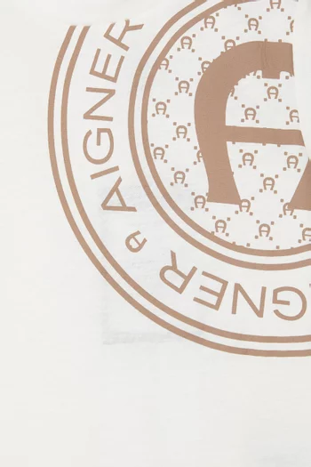 تي شيرت بطبعة شعار الماركة قطن