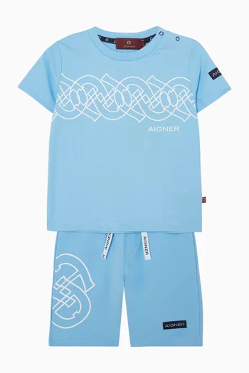 تي شيرت بطبعة شعار الماركة قطن