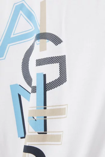 تي شيرت بطبعة شعار الماركة قطن