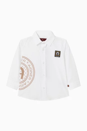 قميص بنقشة شعار الماركة قطن بوبلين