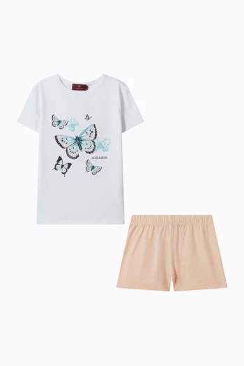 Butterfly-print Pyjama Set in Cotton