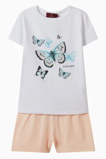 Butterfly-print Pyjama Set in Cotton