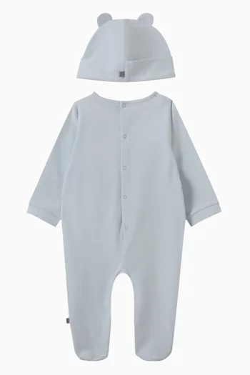Teddy-embroidered Sleepsuit Set in Pima Cotton