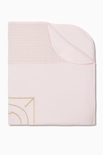 Logo-embroidered Baby Blanket in Pima Cotton