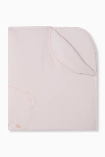 Logo-embroidered Baby Blanket in Pima Cotton