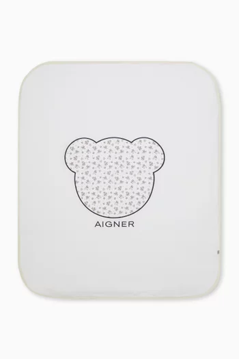 Teddy Logo Baby Blanket in Pima Cotton