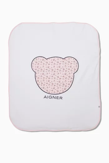 Teddy Logo Baby Blanket in Pima Cotton