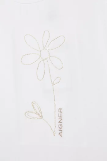 تي شيرت بنقشة زهور قطن