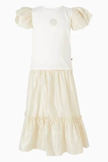 تي شيرت مطرز بشعار الماركة قطن