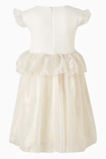 فستان بطبعة قلب وشعار الماركة قطن وشيفون