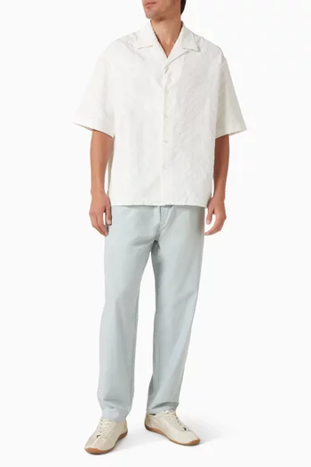 قميص هاواي مزين بنقشة جلد نمر قطن جاكار