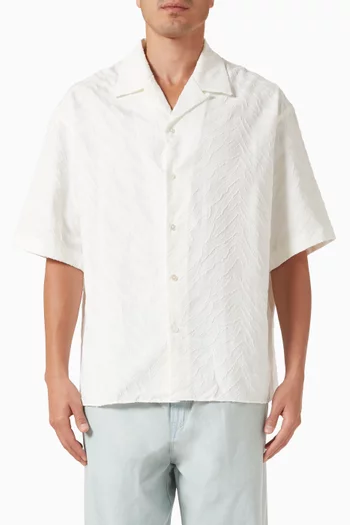 قميص هاواي مزين بنقشة جلد نمر قطن جاكار