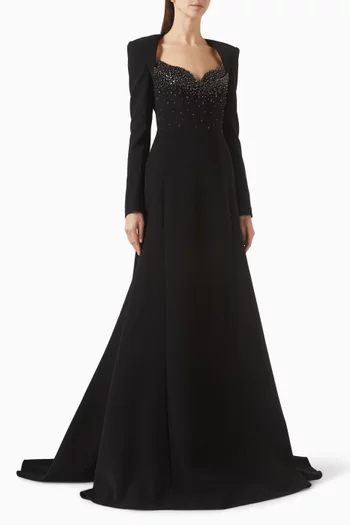 فستان سهرة بصدرية مطرزة