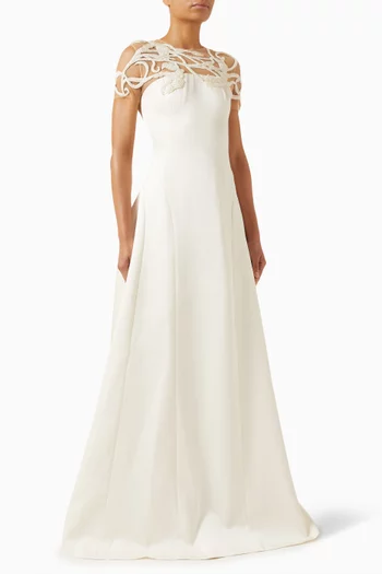 Bead-embellished Gown in Taffeta Mikado