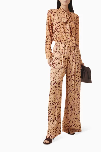 بلوزة بنقشة ووشاح قابل للربط عند الرقبة