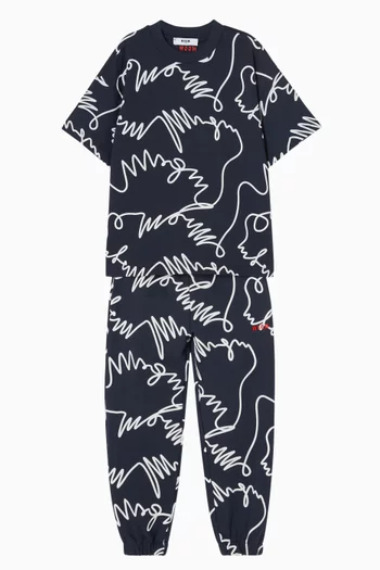All-over Print Sweatpants in Cotton-fleece