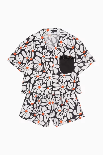 Floral-print Drawstring Shorts