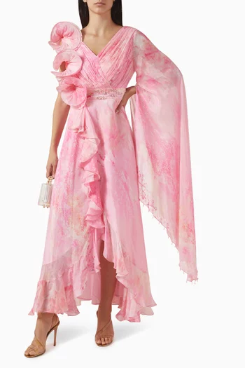 فستان بتصميم مشد جامد شيفون