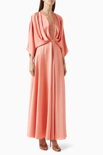 Sequin-embellished Drape Dress in Crepe-silk