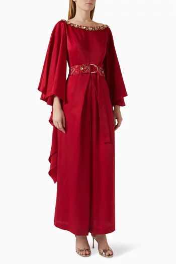 Embroidered Wide-leg Jumpsuit in Crepe