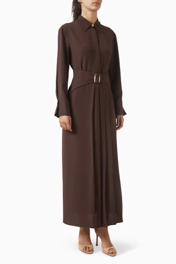 فستان بنمط قميص بطيات