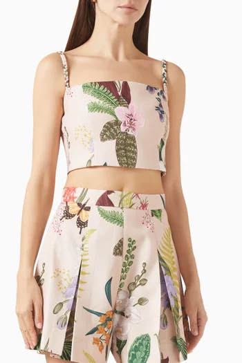 Jazmin Floral-print Cropped Top