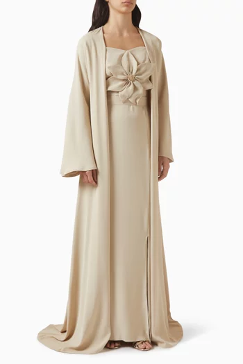 Floral-applique Kaftan & Dress Set