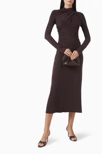 Quinn Crossover Midi Dress in Jersey
