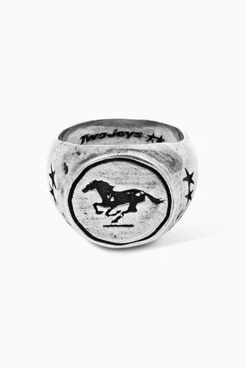 Galloping Signet Ring in Sterling Silver