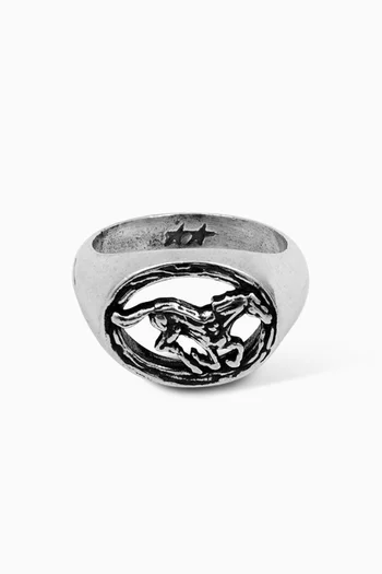 Rounded Horse Ring in Sterling Silver