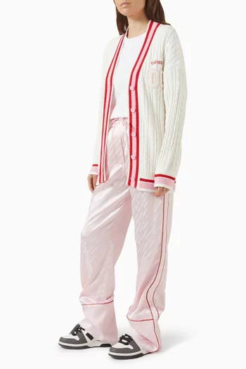 بنطال بيجاما بنقشة شعار الماركة بالكامل ستان