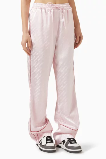 بنطال بيجاما بنقشة شعار الماركة بالكامل ستان