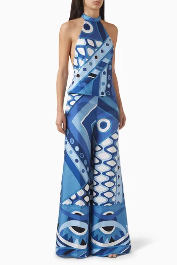 Vivara-print Jumpsuit in Silk Twill