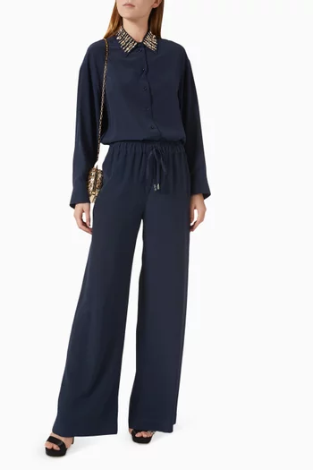 Crystal Embroidered Shirt in Silk